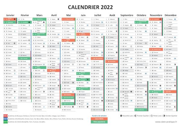 Calendrier 2022 gratuit à imprimer.