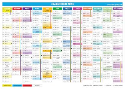 Calendrier 2023 avec numéros de semaine.