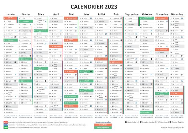 Calendrier 2023 gratuit à imprimer.