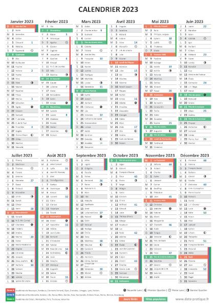Calendrier 2023 gratuit à imprimer, format A4 portrait.