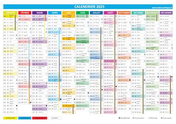 Calendrier 2025 à imprimer.