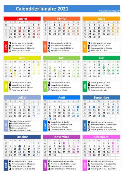 Calendrier lunaire 2021 - Format portrait