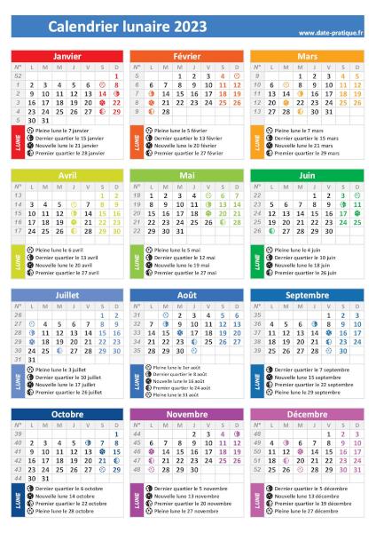 Calendrier lunaire 2023 - Format portrait