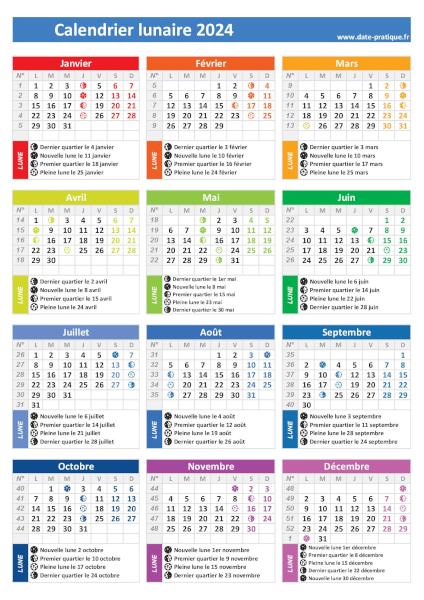 Calendrier lunaire 2024 - Format portrait