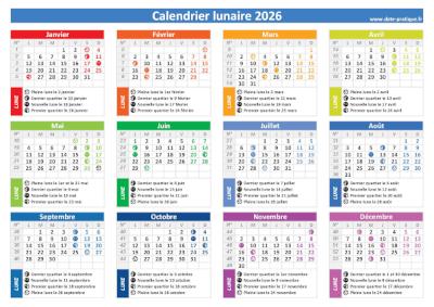 Calendrier lunaire 2026