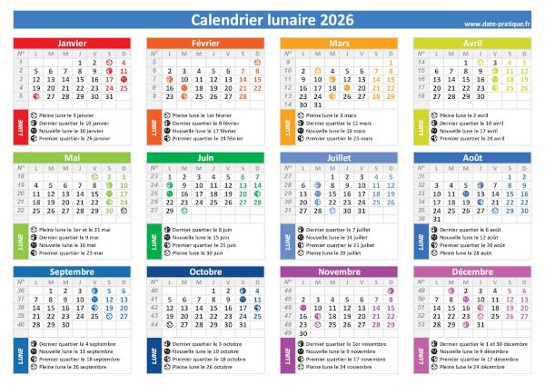 Calendrier lunaire 2026