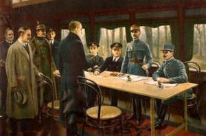 La ratification de l'Armistice du 11 novembre 1918 marquant la fin de la 1ère guerre mondiale. Le 11 novembre : un jour férié commémorant l'Armistice de 1918