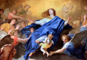 Assomption : Élévation dans la gloire céleste de l'âme et du corps de la Vierge Marie. L'Assomption de la Vierge Marie le 15 août.