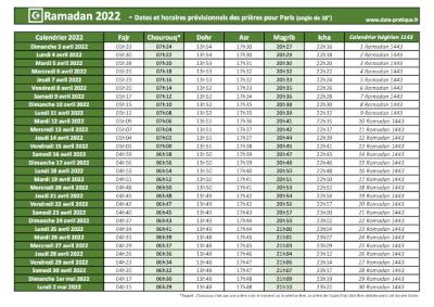 Ramadan 2022 : dates, calendrier et heures des prières