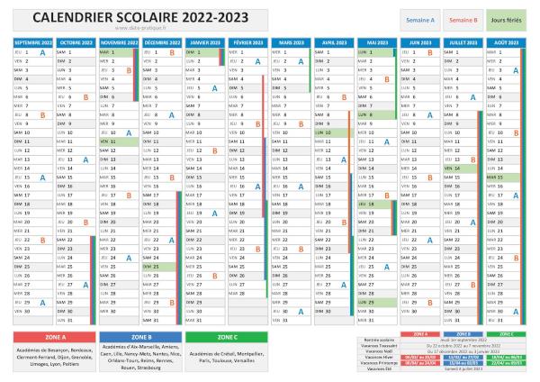 Calendrier scolaire 2022-2023