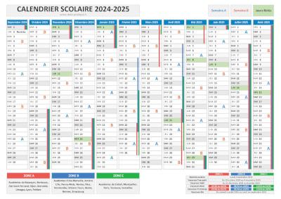 Calendrier scolaire 2024-2025